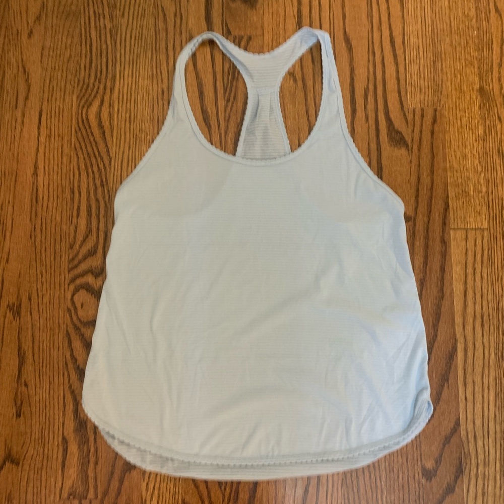 Lululemon lightweight tank. Color is pale blue.